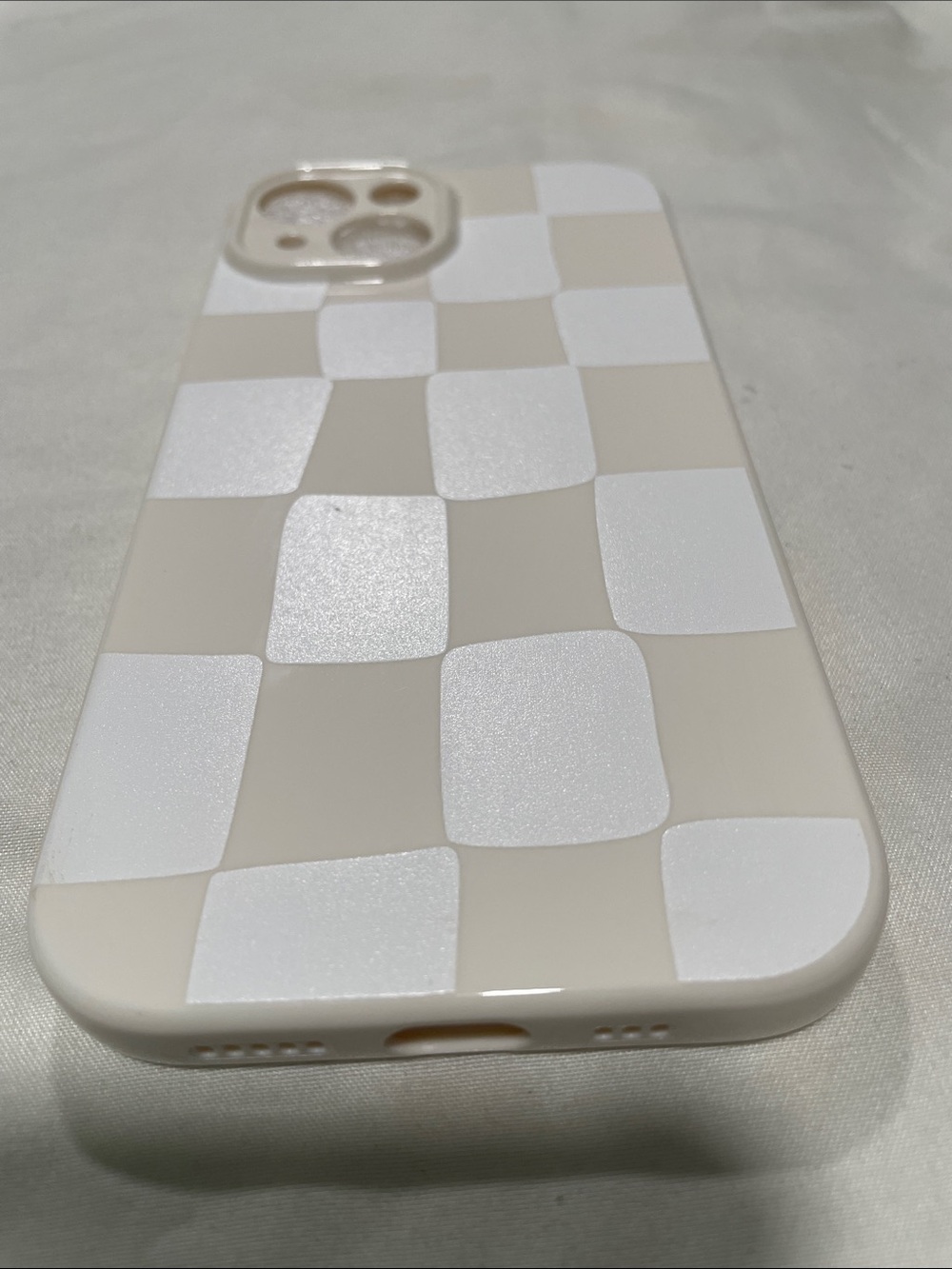 Apple Checkerboard iPhone Case - Beige & White
